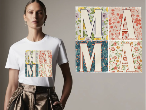 MOTHER, MOM, MOMMY, MAMA  Design on the item of your choice!  Lasting gift for any mother.  71-225 MAMA printed vintage flower pattern